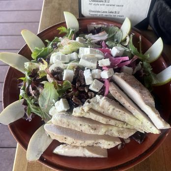 Hideaway House - Harvest Salad this is the small portion I subbed feta for the blue cheese and addd chicken - Pizza Near Me - Sedona, Arizona