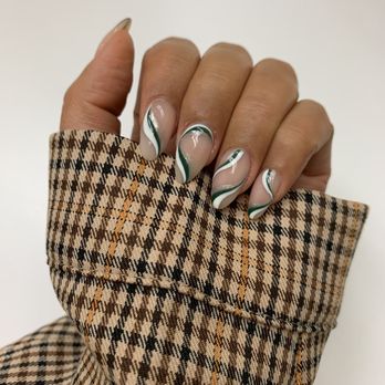 Jennie's Nails - Dip powder nails with swirly design - Nail Salons Near Me - San Bruno, California