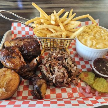 Frank's BBQ & Catering - Combo #4 Chicken, Pulled Pork, Mac & Cheese, Fries and Cornbread - Barbeque Near Me - Upland, California Frank's BBQ & Catering - Combo #4 Chicken, Pulled Pork, Mac & Cheese, Fries and Cornbread - Barbeque Near Me - Upland, California