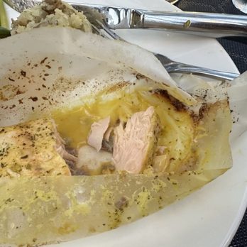 Veloute Bistro & Catering - Overcooked salmon in parchment paper - Italian Near Me - Etobicoke, Ontario