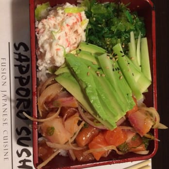 Sapporo Sushi - Poke bowl with salmon and yellowtail - Japanese Near Me - Long Beach, California Sapporo Sushi - Poke bowl with salmon and yellowtail - Japanese Near Me - Long Beach, California