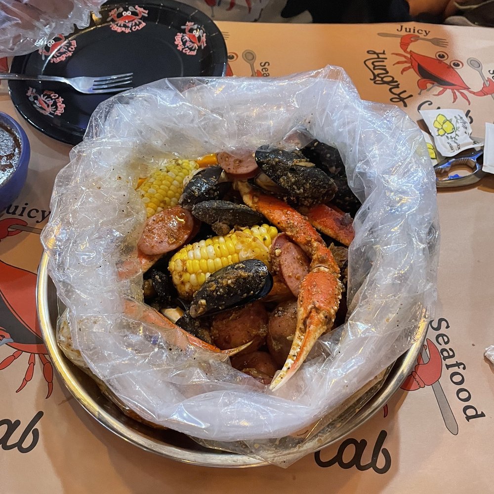 Hungry Crab - 1/2 1 lb. King Crab Legs, 1/2 lb. Black Mussel, 1/2 1/2 lb. Shrimp No Head & 1/2 lb. Sausage! - Seafood Near Me - Orlando, Florida Hungry Crab - 1/2 1 lb. King Crab Legs, 1/2 lb. Black Mussel, 1/2 1/2 lb. Shrimp No Head & 1/2 lb. Sausage! - Seafood Near Me - Orlando, Florida
