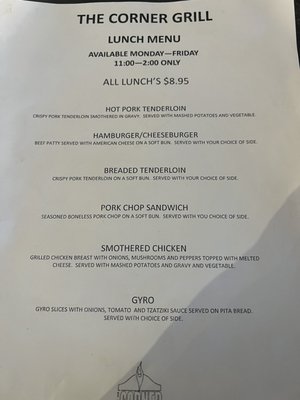 Menu photo 2 The Corner Grill Blue Grass, IA Menu photo 2 The Corner Grill Blue Grass, IA