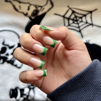 CC Nail Bar - Green French Tip Nails - Nail Salons Near Me - San Jose, California
