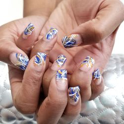 Diamonds Nail - Blue french designs