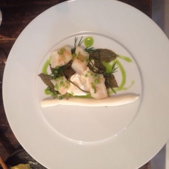 Chef & Sommelier - White wine and butter marinated pike, marinated sous vide, fried and served with dill and pike mousse. - Scandinavian Near Me - Helsinki, 18