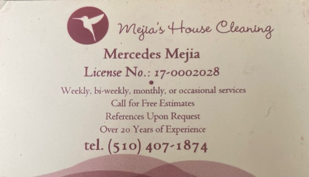MEJIA’S HOUSE CLEANING El Cerrito, California Home Cleaning Phone