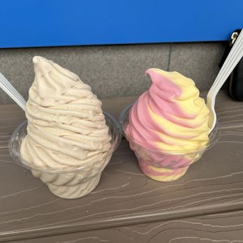 Twist & Shake - Peanut butter soft serve and dole whip swirl (pineapple and watermelon) - Ice Cream & Frozen Yogurt Near Me - New City, New York Twist & Shake - Peanut butter soft serve and dole whip swirl (pineapple and watermelon) - Ice Cream & Frozen Yogurt Near Me - New City, New York