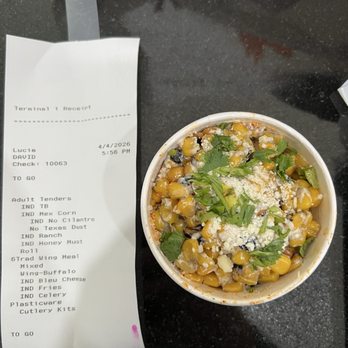 Cowboy Chicken - Mexican street corn with plenty of cilantro despite ordering it without - Southern Near Me - Dallas, Texas Cowboy Chicken - Mexican street corn with plenty of cilantro despite ordering it without - Southern Near Me - Dallas, Texas