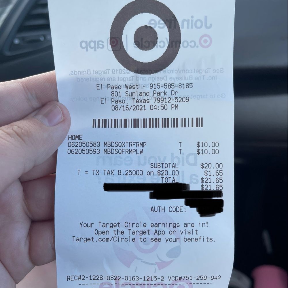 Target - Receipt - Department Stores Near Me - El Paso, Texas Target - Receipt - Department Stores Near Me - El Paso, Texas