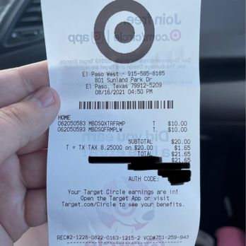 Target - Receipt - Department Stores Near Me - El Paso, Texas