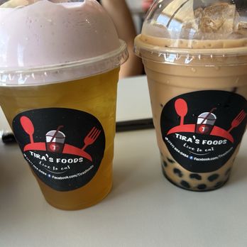 Tira's Foods - Left: Sakura Green Tea Right: Tira Milk Tea - Vietnamese Near Me - Virginia Beach, Virginia