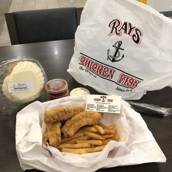Ray's Chicken & Fish - 3-Piece Alaskan Cod & Fries meal... Aaaaand a Sweet Potato Cupcake - Seafood Near Me - Sacramento, California
