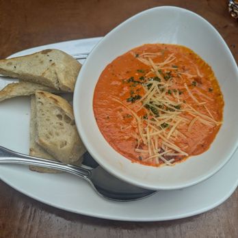 Hervé - Soup of the Day:  Roasted Red Pepper & Gouda soup....SO good!! - Wine Bars Near Me - Santa Fe, New Mexico