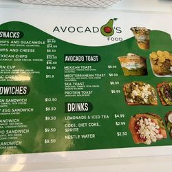 Avocado’s Food - Menu for it.