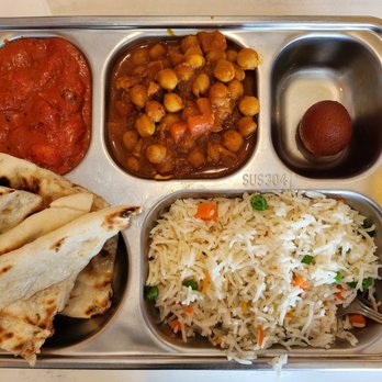 Himalayan Restaurant - Two entree option. Metal tray is kind of a choice, right? - Himalayan/Nepalese Near Me - Niles, Illinois Himalayan Restaurant - Two entree option. Metal tray is kind of a choice, right? - Himalayan/Nepalese Near Me - Niles, Illinois