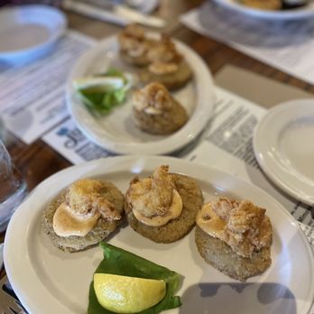 Julep Kitchen & Bar - Fried Green Tomatoes with Shrimp - Barbeque Near Me - Annapolis, Maryland Julep Kitchen & Bar - Fried Green Tomatoes with Shrimp - Barbeque Near Me - Annapolis, Maryland