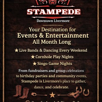 Stampede - Parties, dancing, drinks and fun! - Country Dance Halls Near Me - Livermore, California Stampede - Parties, dancing, drinks and fun! - Country Dance Halls Near Me - Livermore, California