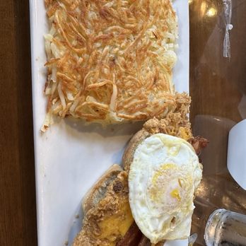 Biscuit - Chicken Biscuit Breakfast Sandwich with hashbrowns - Breakfast & Brunch Near Me - Frisco, Texas