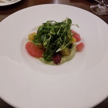 El Dorado Kitchen - Delicate beet salad with orange segments, orange vinaigrette, and avocado yogurt - New American Near Me - Sonoma, California