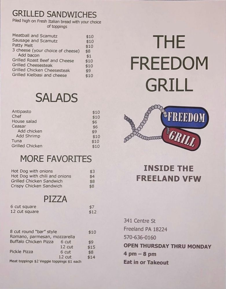 FREEDOM GRILL CLOSED Updated September 2024 341 Centre St