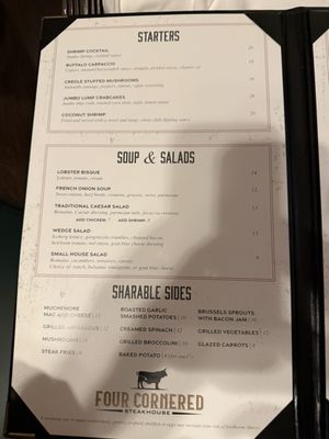 Menu photo 1 Four Cornered Steakhouse Terre Haute, IN Menu photo 1 Four Cornered Steakhouse Terre Haute, IN