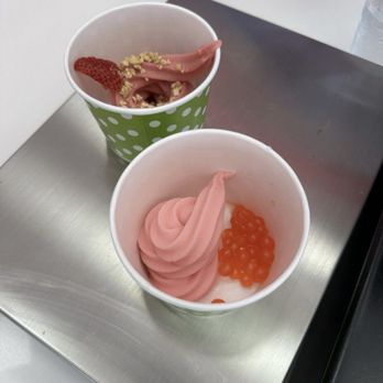 Monster Shakes - Front: watermelon yogurt with watermelon boba Back: strawberry yogurt with idk what toppings haha - Ice Cream & Frozen Yogurt Near Me - Cathedral City, California Monster Shakes - Front: watermelon yogurt with watermelon boba Back: strawberry yogurt with idk what toppings haha - Ice Cream & Frozen Yogurt Near Me - Cathedral City, California
