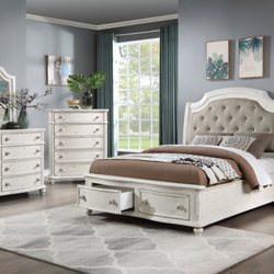 Home Style - Http://www.ochomestylefurniture.com/product/antique-white-finish-storage-queen-bed/