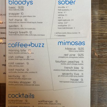 Prelude Breakfast Bar - Drink menu - Breakfast & Brunch Near Me - Fayetteville, Arkansas