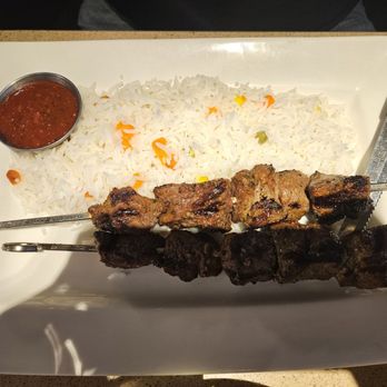 Sofra Mediterranean Cuisine - Lamb skewers plate with rice - Mediterranean Near Me - Richmond Hill, Ontario Sofra Mediterranean Cuisine - Lamb skewers plate with rice - Mediterranean Near Me - Richmond Hill, Ontario