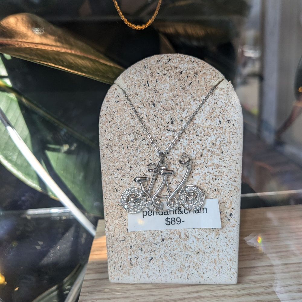 Benchmark Jewelers - Honeymoon bicycle pendant for two - Jewelry Near Me - Leavenworth, Washington Benchmark Jewelers - Honeymoon bicycle pendant for two - Jewelry Near Me - Leavenworth, Washington