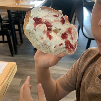 Bagel Bar East - Plain bagel with cream cheese and jelly - Bagels Near Me - North Miami, Florida