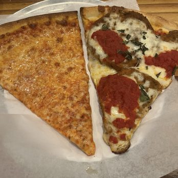Spaghettini Pizza Trattoria - Regular cheese slice and Eggplant Parmigiana Pizza - Pizza Near Me - Mineola, New York