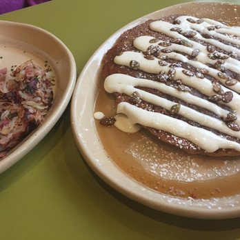 Snooze, an A.M. Eatery - Pumpkin pancake, corned beef hash and poached egg - Breakfast & Brunch Near Me - Boulder, Colorado