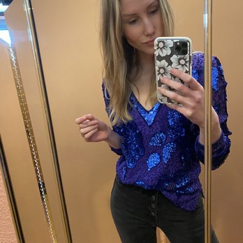 Plume - Blue sequin top (via hmchicvintage) in The Nest - Accessories Near Me - Milwaukee, Wisconsin