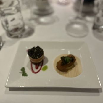 Michael Mina - Canapés - caviar and smoked salmon and a lobster croquette. - New American Near Me - Las Vegas, Nevada