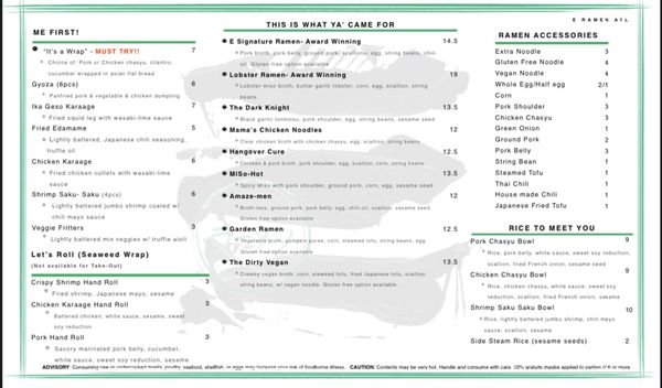 Menu photo 7 E Ramen + Atlanta, GA Menu photo 7 E Ramen + Atlanta, GA
