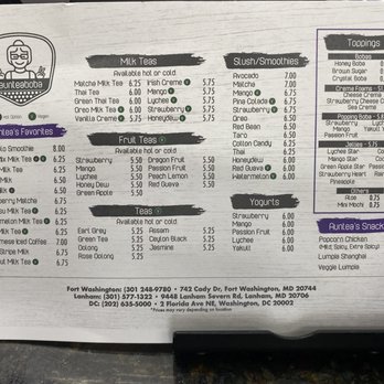 AunTea Boba - Menu - Bubble Tea Near Me - Lanham, Maryland