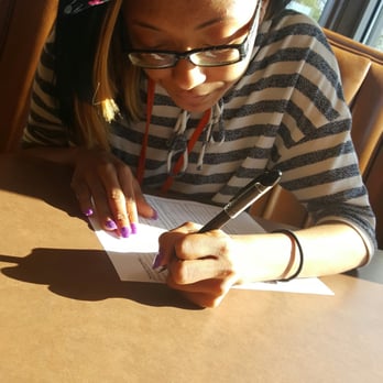 Zaxbys - Awww! My stinka growing up! Filling out her 1st job application! #bittersweet - Fast Food Near Me - Chesapeake, Virginia