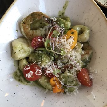 Woodblock - Gnocchi with prawns and pesto - Cocktail Bars Near Me - Redmond, Washington Woodblock - Gnocchi with prawns and pesto - Cocktail Bars Near Me - Redmond, Washington