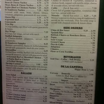 El Sombrero - Menu Page 1 - Mexican Near Me - Saginaw, Texas