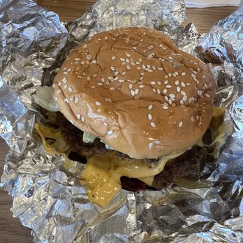 Five Guys - Hard to tell which is which burger. I think this is mine. My burger at the Langley Cruise In from the In/Out burger truck was far better. - Burgers Near Me - Langley, British Columbia
