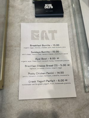 Menu photo 2 Sundays Coffee & Co Newport Beach, CA