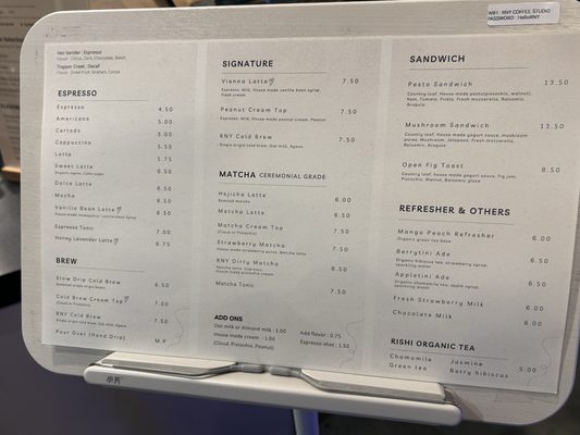 Menu photo 1 Rny Coffee Studio Los Angeles, CA Menu photo 1 Rny Coffee Studio Los Angeles, CA