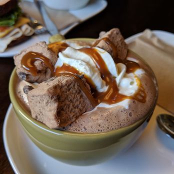 Panera Bread - Hot chocolate with chocolate chip marshmallows. So sweet but so good. - Salad Near Me - Greenville, South Carolina