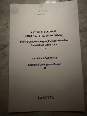 Menu photo 2 La Vetta Savannah, GA