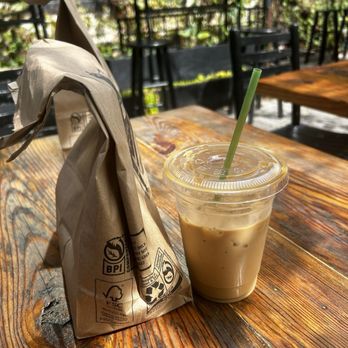 Big Bear Cafe - Iced latte and Bagel - Cafes Near Me - Washington, DC, District of Columbia
