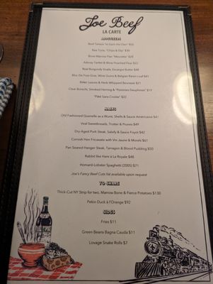 Menu photo 5 Joe Beef Montreal, QC Menu photo 5 Joe Beef Montreal, QC