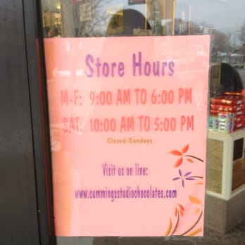 Cummings Studio Chocolates - Store hours as of 1/25/2013 - Candy Stores Near Me - Salt Lake City, Utah