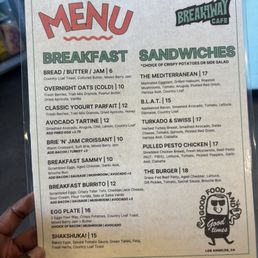 Front of the menu back not pictured sorry